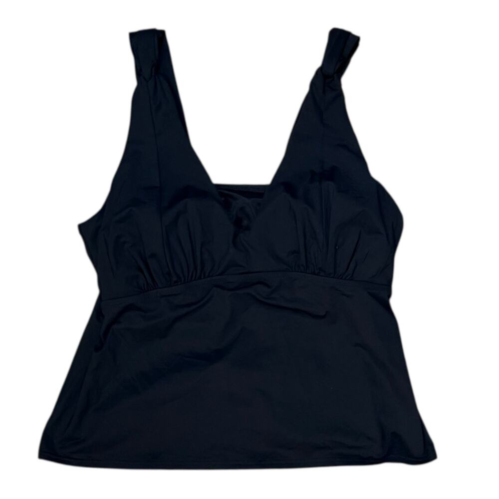 Lands' End Black V-Neck Padded Tankini Top Swimwear Swimsuit Size 18W Plus
